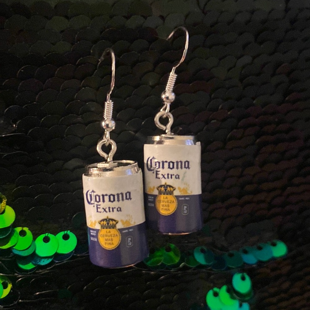 Ss corona extra beer can earrings